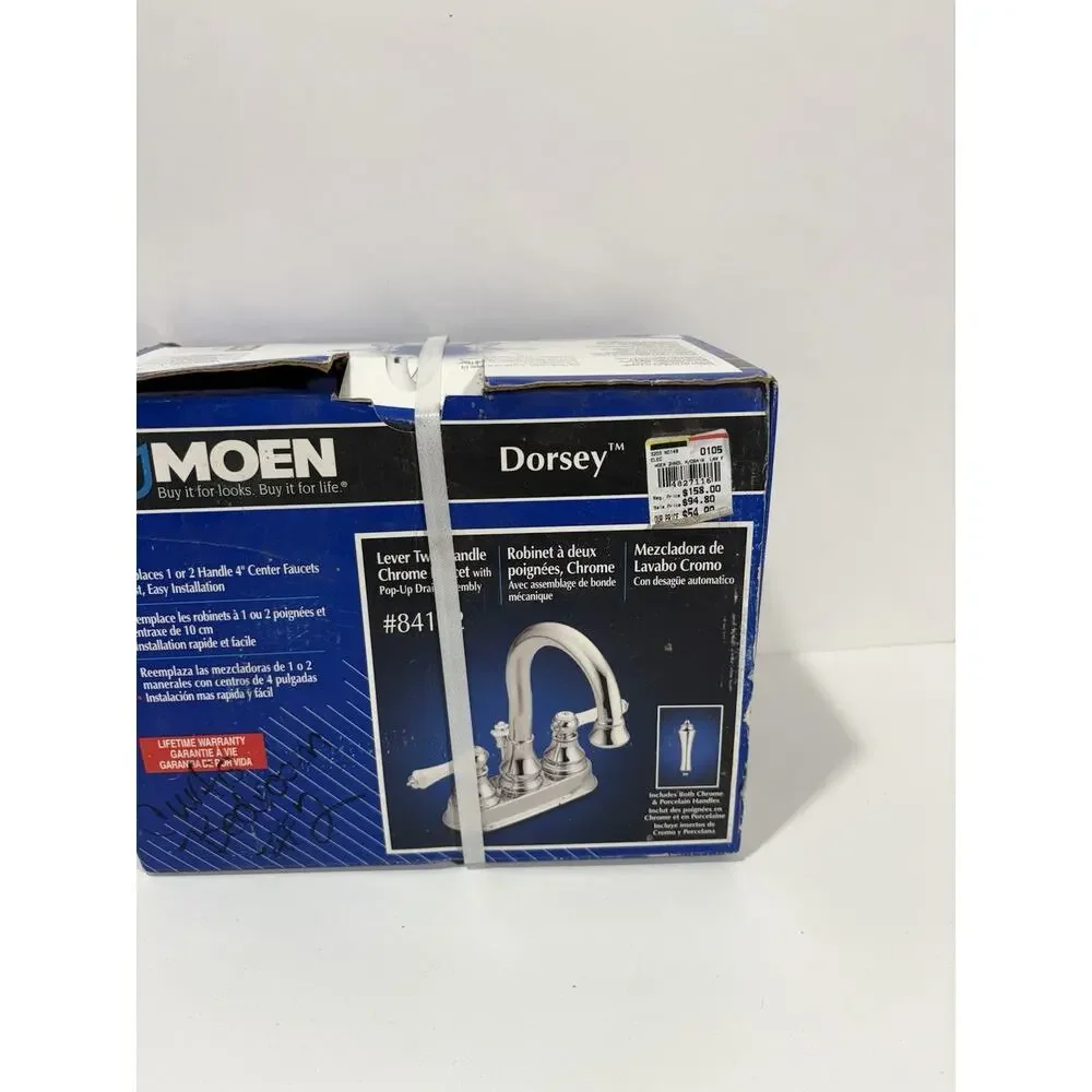 Moen Dorsey Polished Chrome Bathroom‎ Faucet #84102 4” Center NEW SEALED